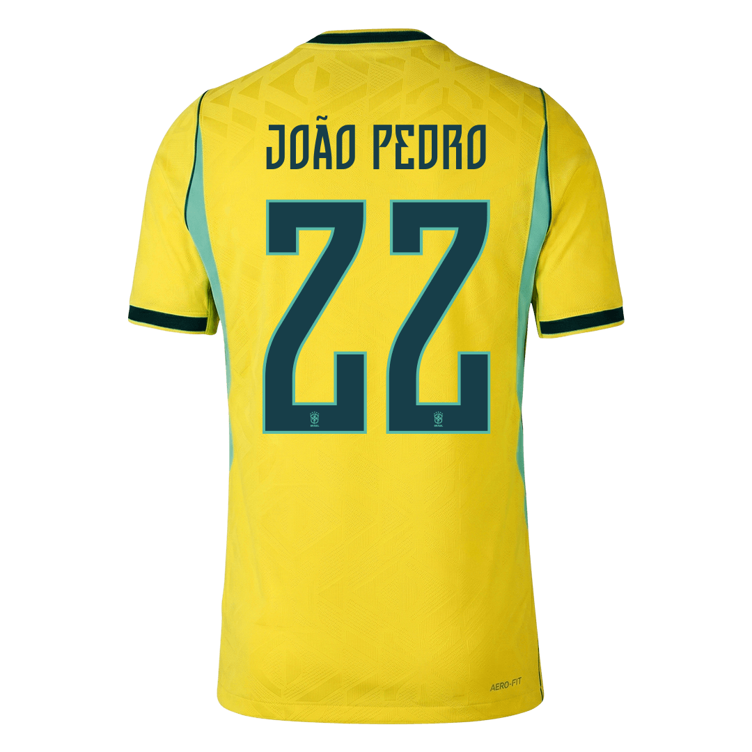 JOÃO PEDRO #22 Brésil Maillot de Foot Domicile Authentique Coupe du Monde 2026 - Coupe Slim