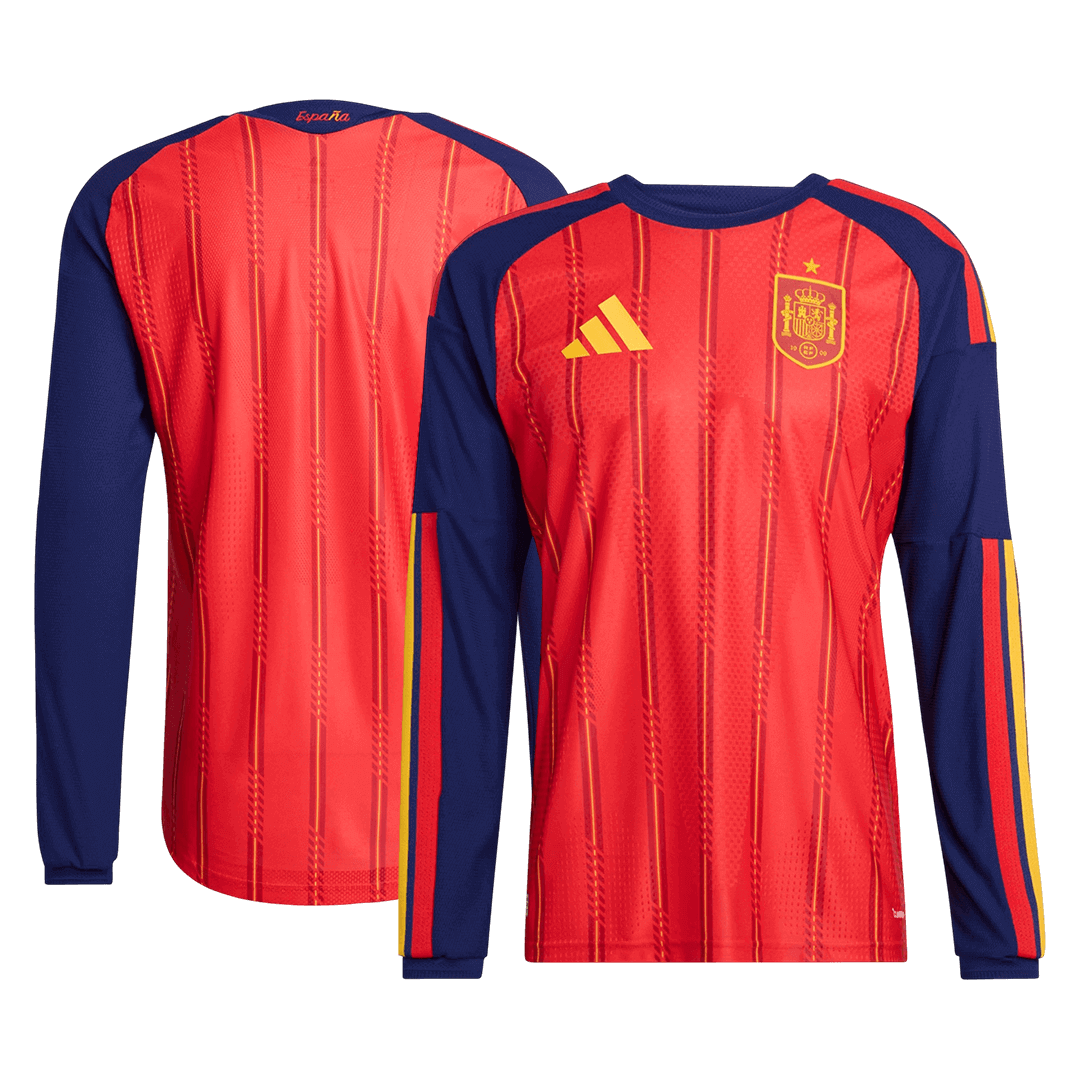 Spanje Thuis Spelersversie Lange Mouwen Voetbalshirt 2026 - Slim Fit - detail
