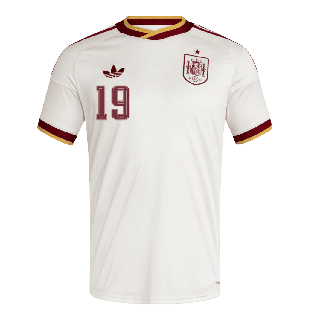 LAMINE YAMAL #19 Heren Spanje Uit Voetbalshirt WK Voetbal 2026 - achterkant