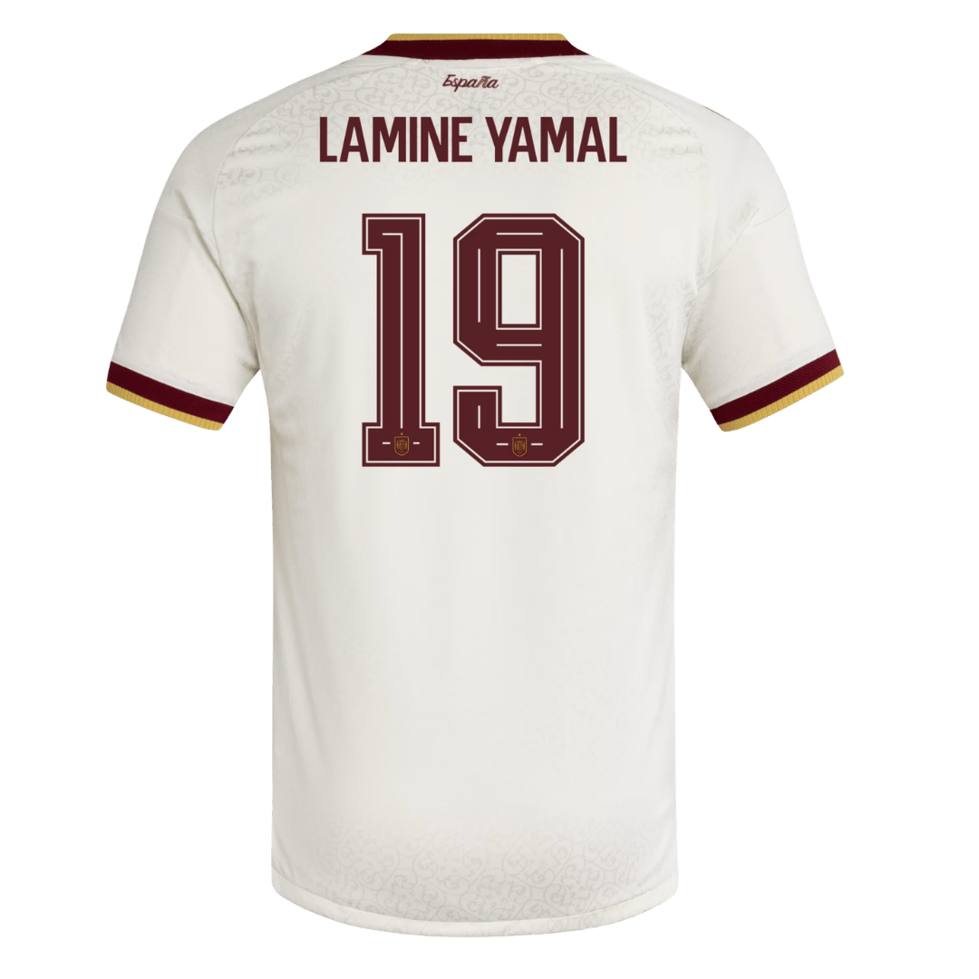 LAMINE YAMAL #19 Spanje Uit Spelersversie Voetbalshirt WK Voetbal 2026 - Slim Fit - achterkant
