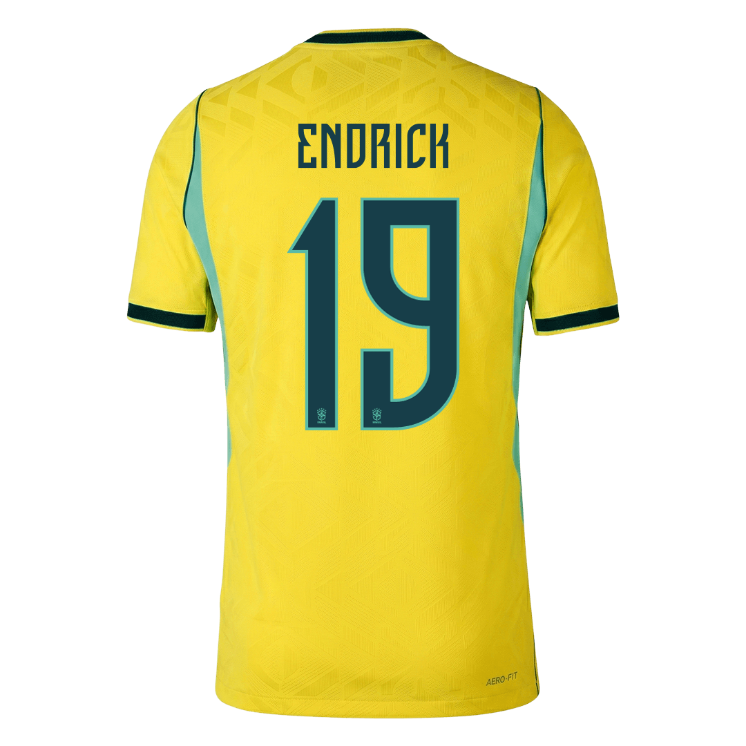 Maillot de football domicile version joueur Brésil ENDRICK #19 Coupe du Monde 2026 - Coupe ajustée