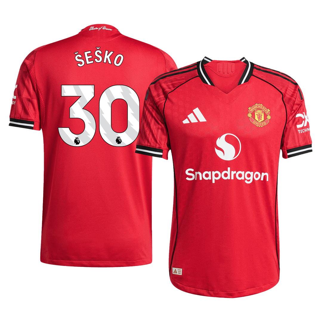 ŠEŠKO #30 Manchester United Thuis Spelersversie Voetbalshirt 2025/26 - Slim Fit