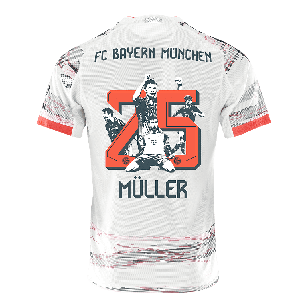 MüLLER Special #25 Bayern Munich Uit Spelersversie Voetbalshirt 2025/26 - Slim Fit - zijkant
