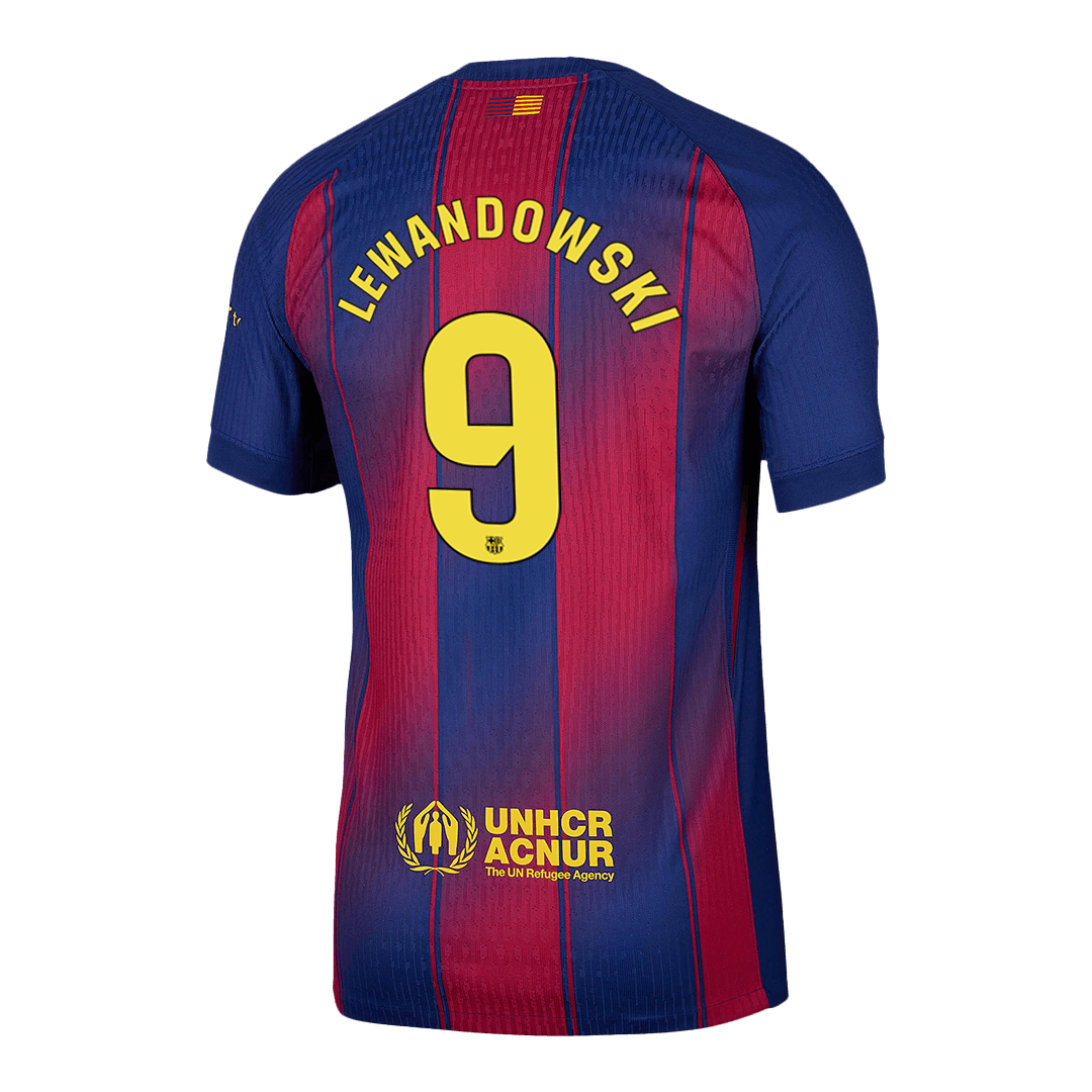 LEWANDOWSKI #9 Barcelona Thuis Spelersversie Voetbalshirt 2025/26 - Slim Fit - extra