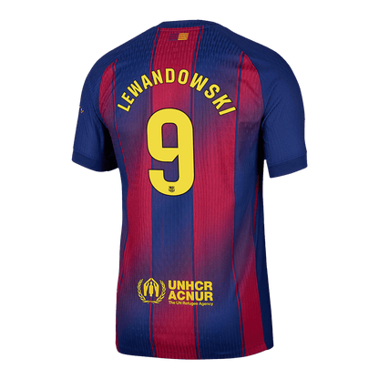 LEWANDOWSKI #9 Barcelona Thuis Spelersversie Voetbalshirt 2025/26 - Slim Fit - extra