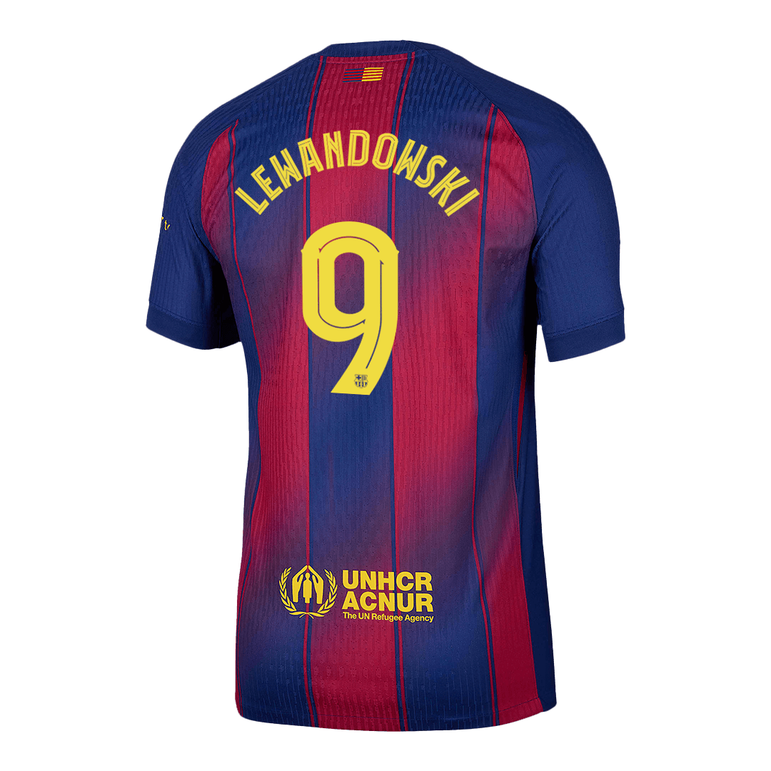 LEWANDOWSKI #9 Barcelona Thuis Spelersversie Voetbalshirt 2025/26 -UCL - Slim Fit - extra