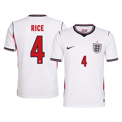 RICE #4 Heren Engeland Thuis Voetbalshirt WK Voetbal 2026 - voorkant