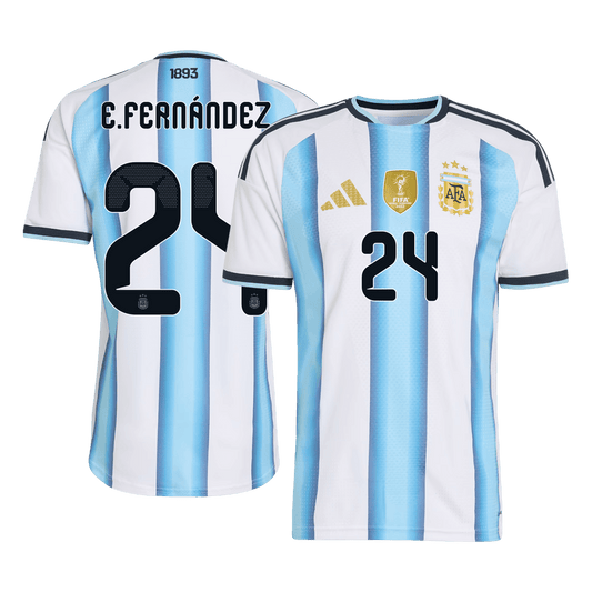 E. FERNANDEZ #24 Argentinië Spelersversie thuisshirt WK Voetbal 2026 - slim fit