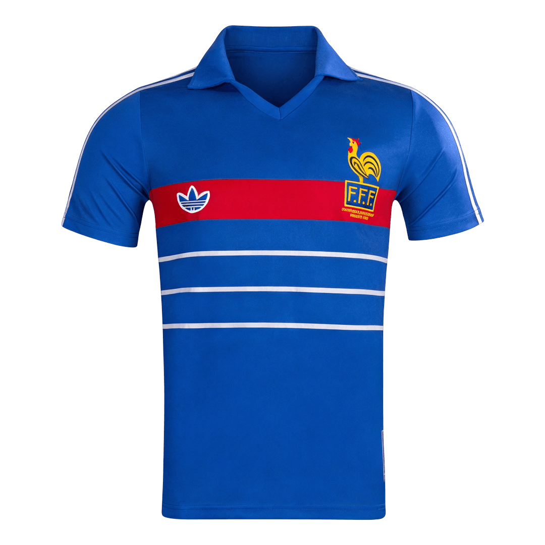 Retro Frankrijk Thuis Voetbalshirt 1984 - voorkant