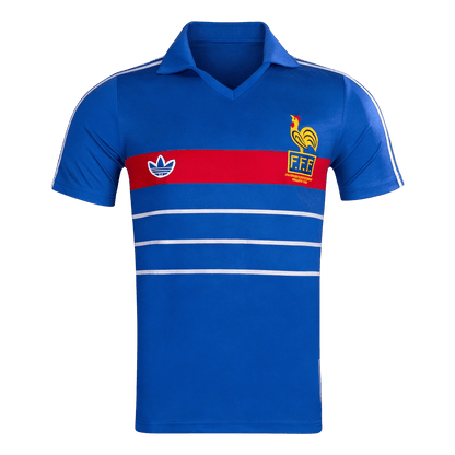Retro Frankrijk Thuis Voetbalshirt 1984 - voorkant