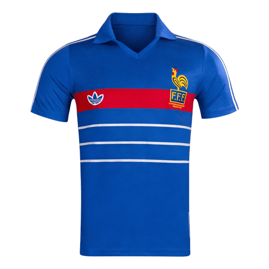 Retro Frankrijk Thuis Voetbalshirt 1984 - voorkant