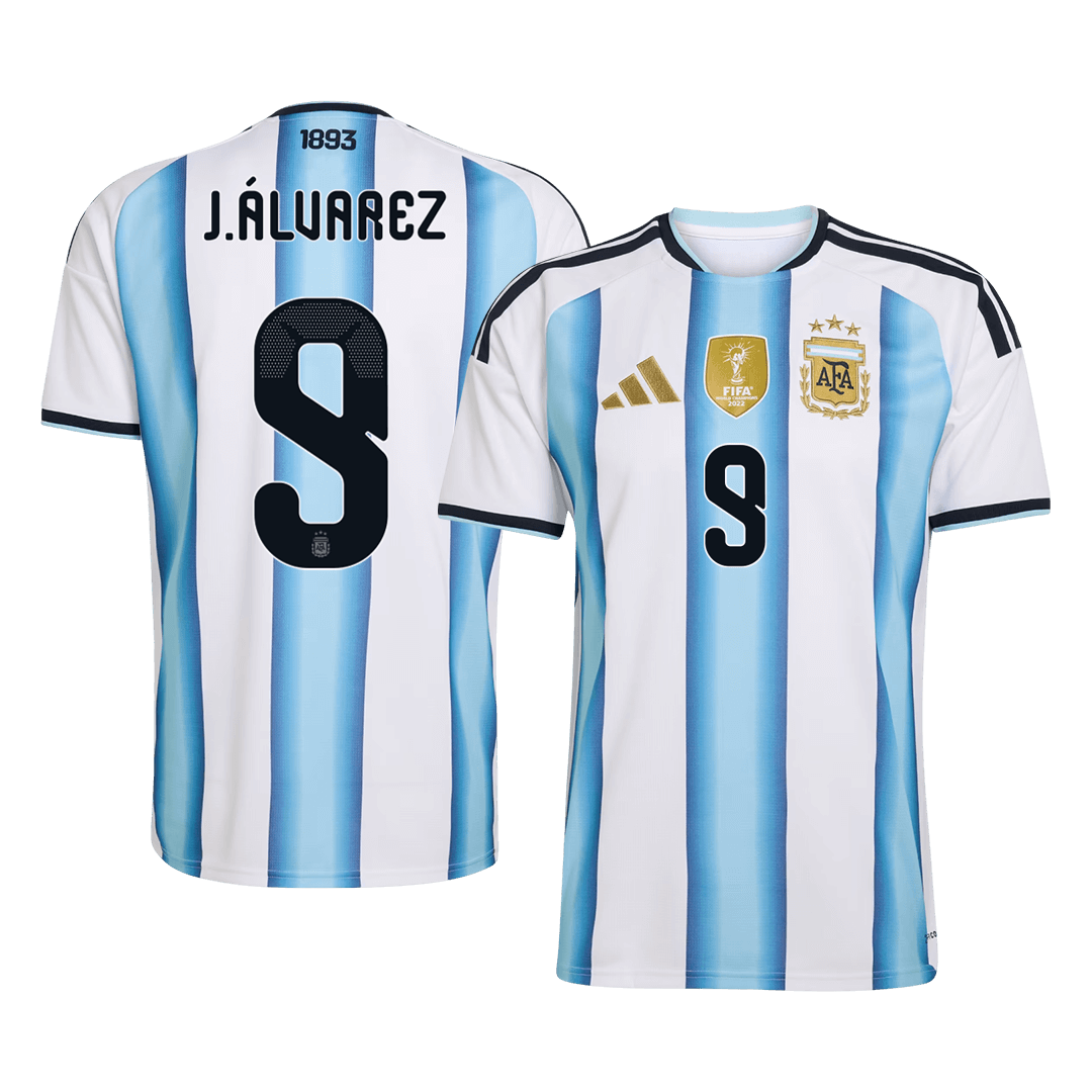 J.ÁLVAREZ #9 Heren Argentinië Thuis Voetbalshirt WK Voetbal 2026 - detail