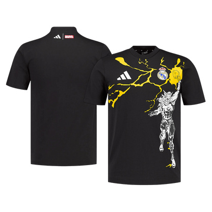 Heren Real Madrid X Marvel Voetbalshirt 2025/26 Zwart - detail