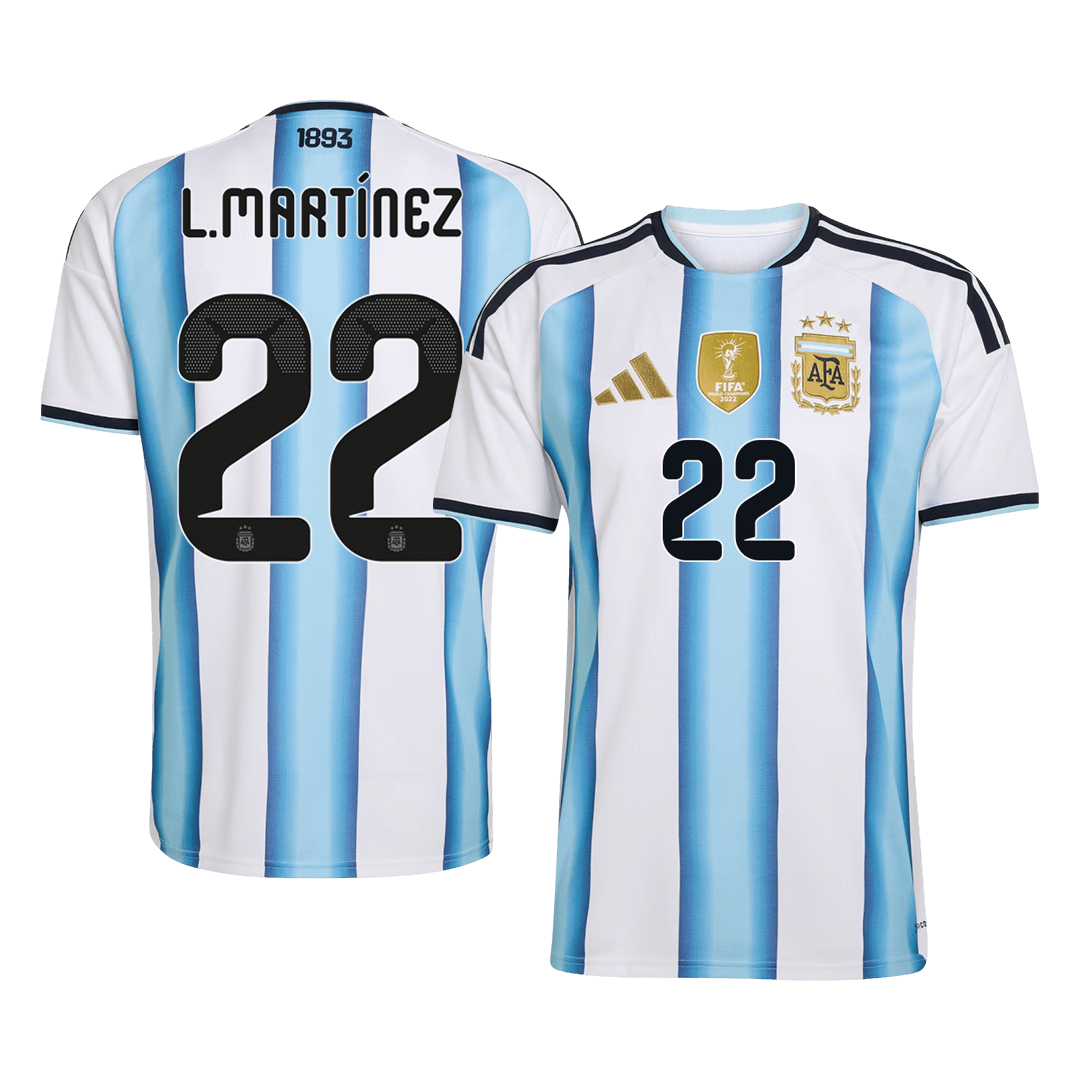 L.MARTÍNEZ #22 Heren Argentinië Thuis Voetbalshirt WK Voetbal 2026 - detail