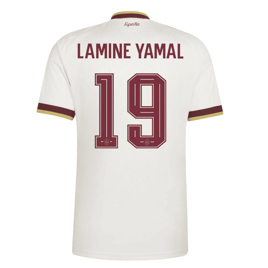 LAMINE YAMAL #19 Heren Spanje Uit Voetbalshirt WK Voetbal 2026 - voorkant