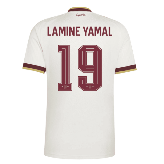 LAMINE YAMAL #19 Heren Spanje Uit Voetbalshirt WK Voetbal 2026 - voorkant