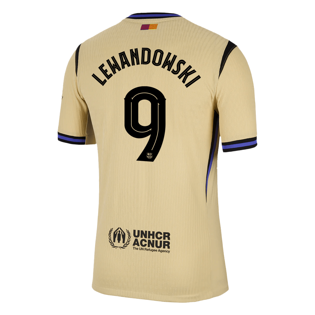 LEWANDOWSKI #9 Barcelona Uit Spelersversie Voetbalshirt 2025/26 - UCL - Slim Fit - achterkant