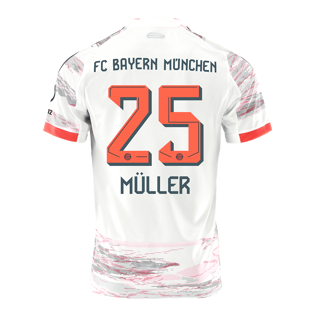 MüLLER #25 Bayern Munich Away Soccer Jersey 2025/26 White - zijkant