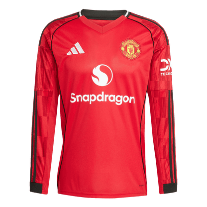 Heren Manchester United Thuis Lange Mouwen Voetbalshirt 2025/26 - achterkant