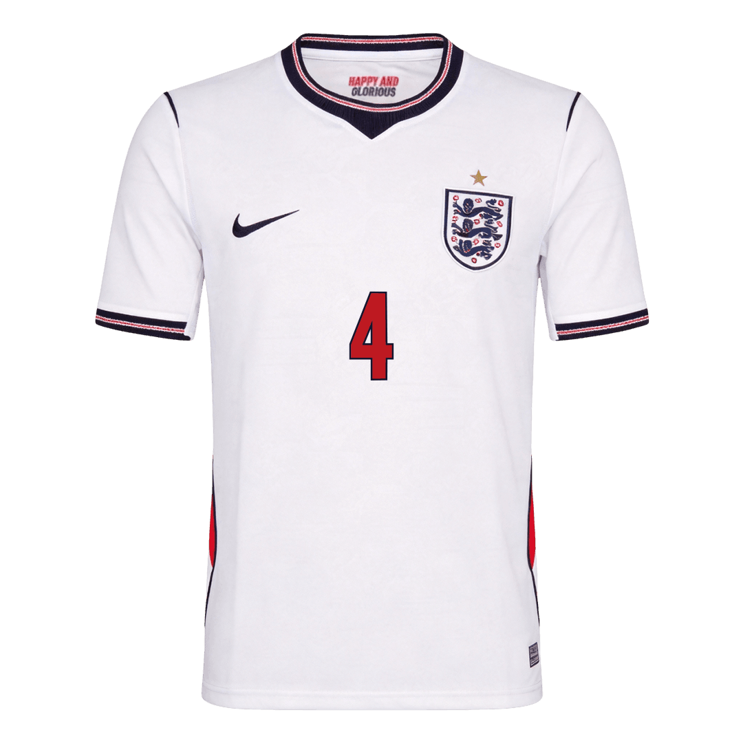 RICE #4 Heren Engeland Thuis Voetbalshirt WK Voetbal 2026 - achterkant