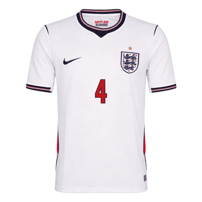 RICE #4 Heren Engeland Thuis Voetbalshirt WK Voetbal 2026 - achterkant
