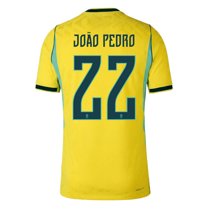 JOÃO PEDRO #22 Brésil Maillot de Foot Domicile Authentique Coupe du Monde 2026 - Coupe Slim