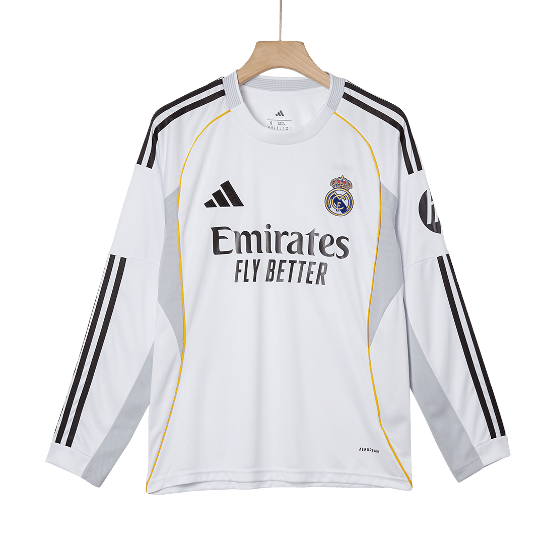 Heren Real Madrid Thuis Lange Mouwen Voetbalshirt 2025/26 - close-up