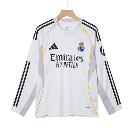 Heren Real Madrid Thuis Lange Mouwen Voetbalshirt 2025/26 - close-up