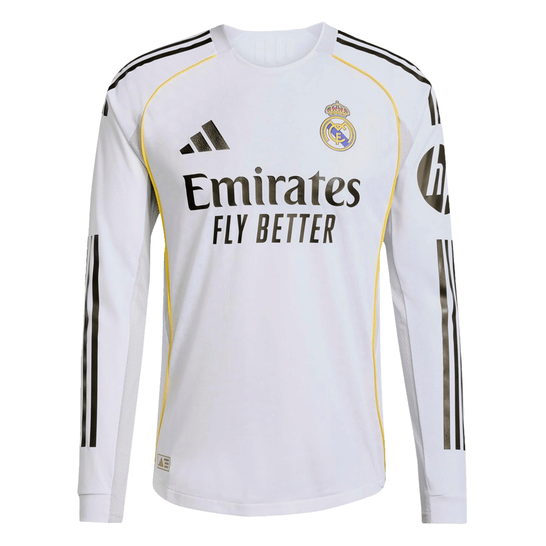 Real Madrid Thuis Spelersversie Lange Mouwen Voetbalshirt 2025/26 - Slim Fit - achterkant