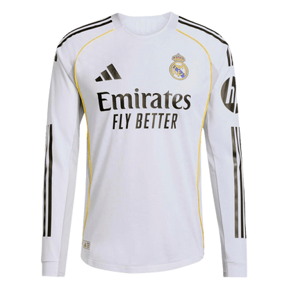 Real Madrid Thuis Spelersversie Lange Mouwen Voetbalshirt 2025/26 - Slim Fit - achterkant