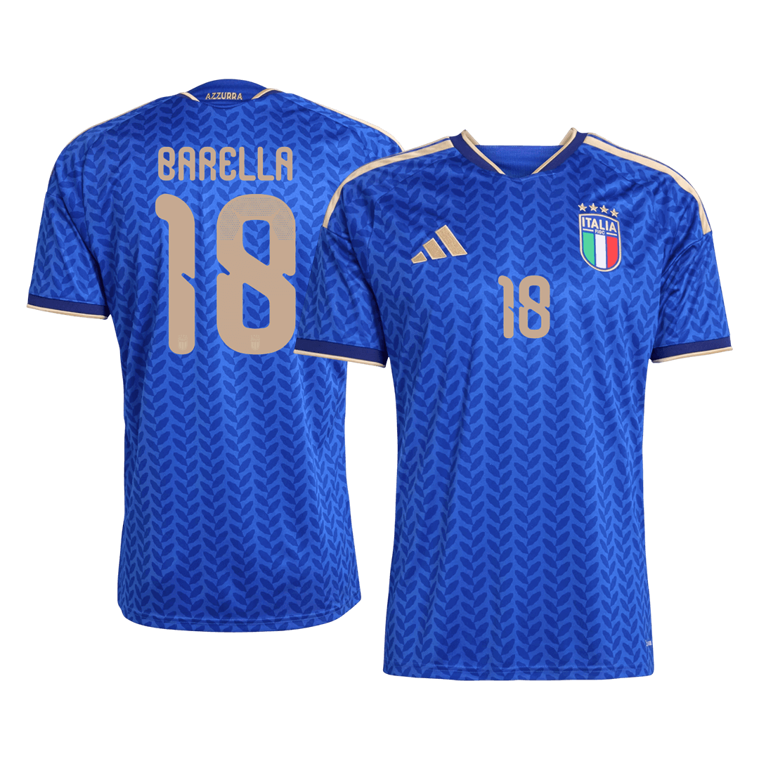 BARELLA #18 Heren Italië Thuis Voetbalshirt WK Voetbal 2026 - detail