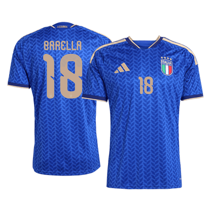 BARELLA #18 Heren Italië Thuis Voetbalshirt WK Voetbal 2026 - detail