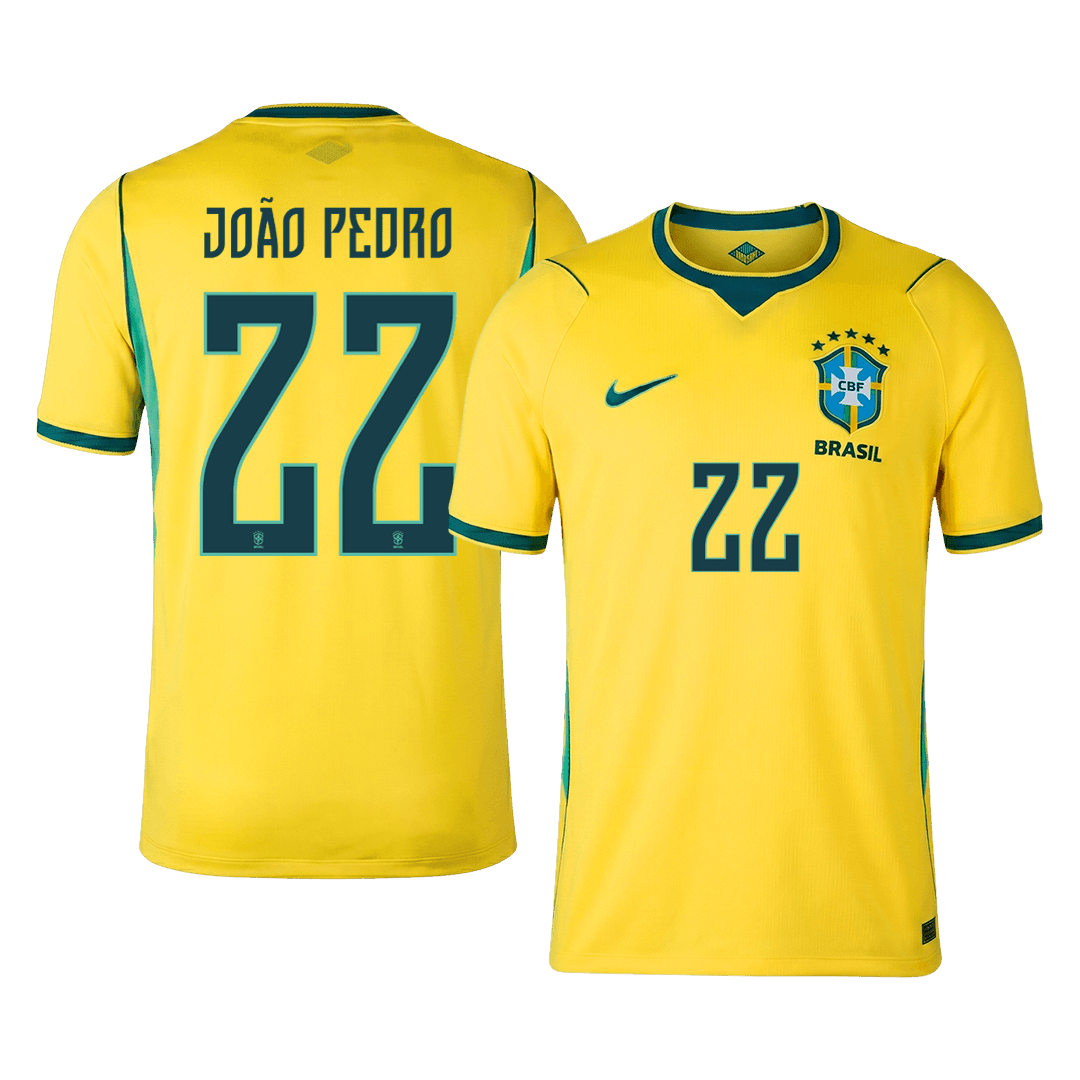 JOÃO PEDRO #22 Maillot de football domicile Brésil Hommes Coupe du Monde 2026
