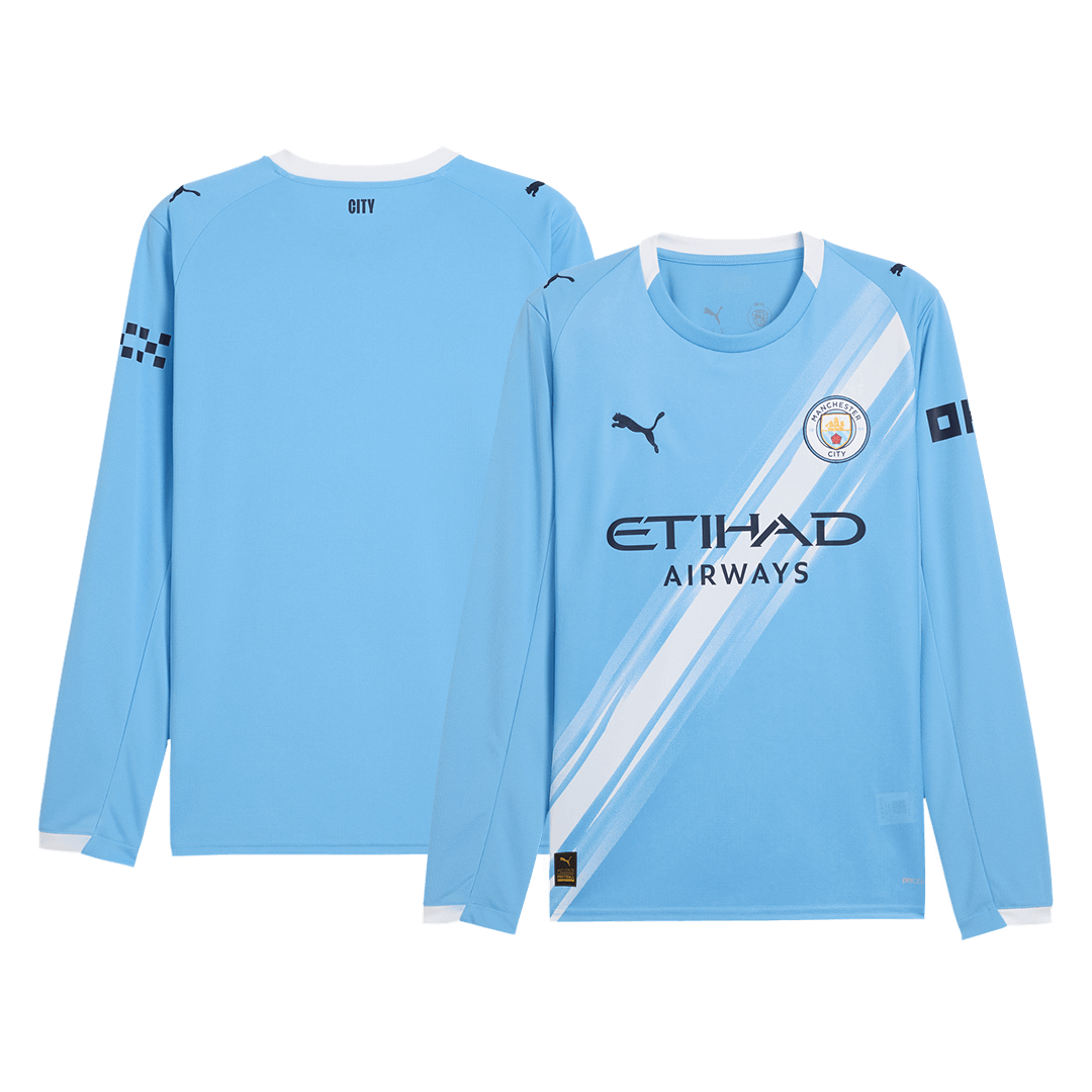 Heren Manchester City Thuis Lange Mouwen Voetbalshirt 2025/26 - zijkant