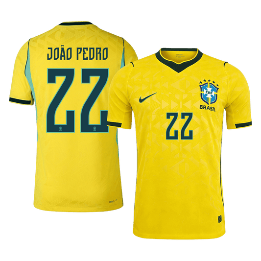 JOÃO PEDRO #22 Brazilië Spelersversie thuisshirt WK Voetbal 2026 - slim fit