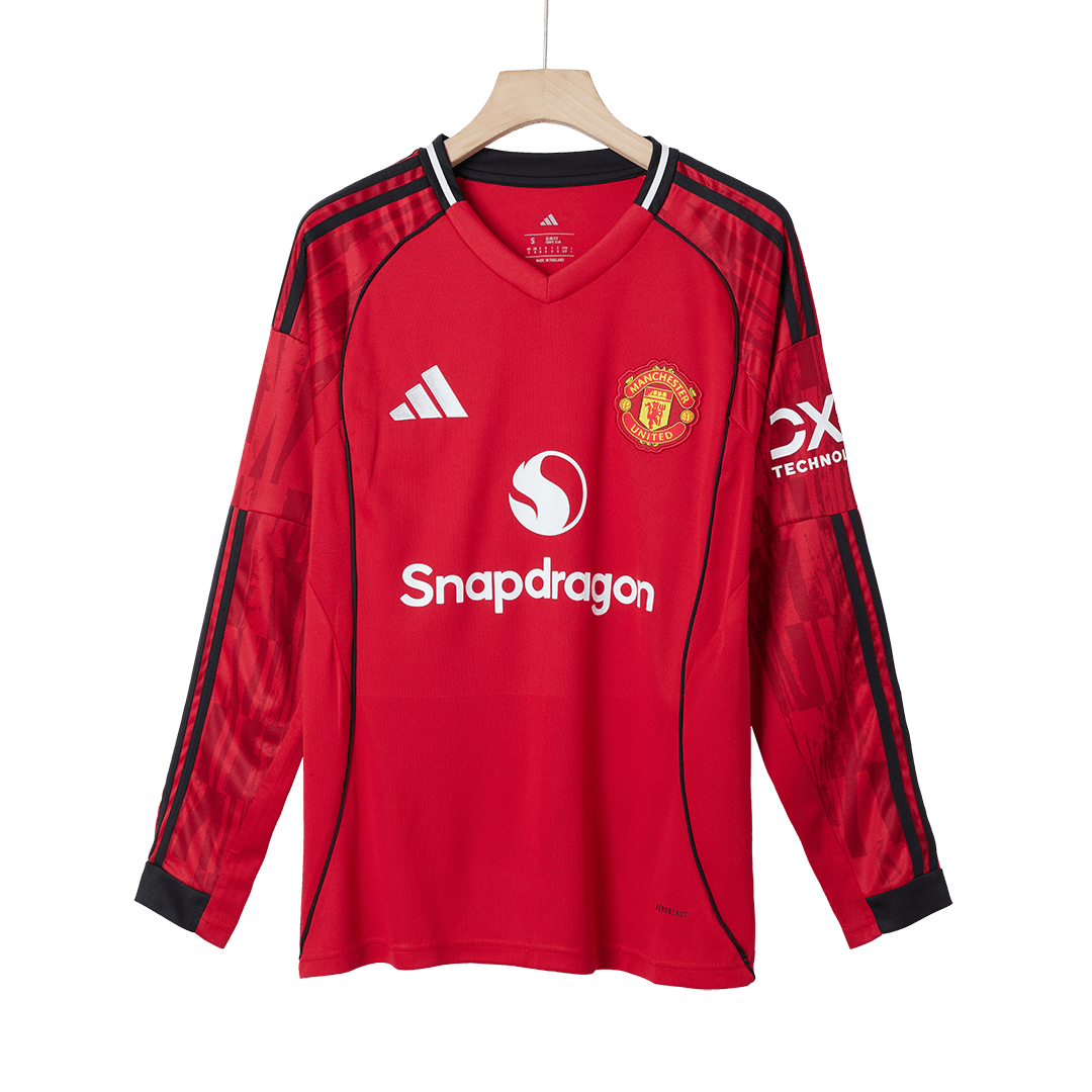 Heren Manchester United Thuis Lange Mouwen Voetbalshirt 2025/26 - zijkant