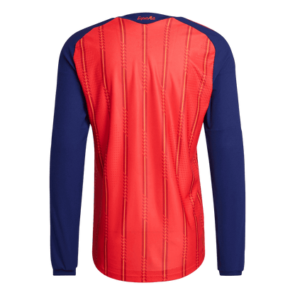Spanje Thuis Spelersversie Lange Mouwen Voetbalshirt 2026 - Slim Fit - achterkant