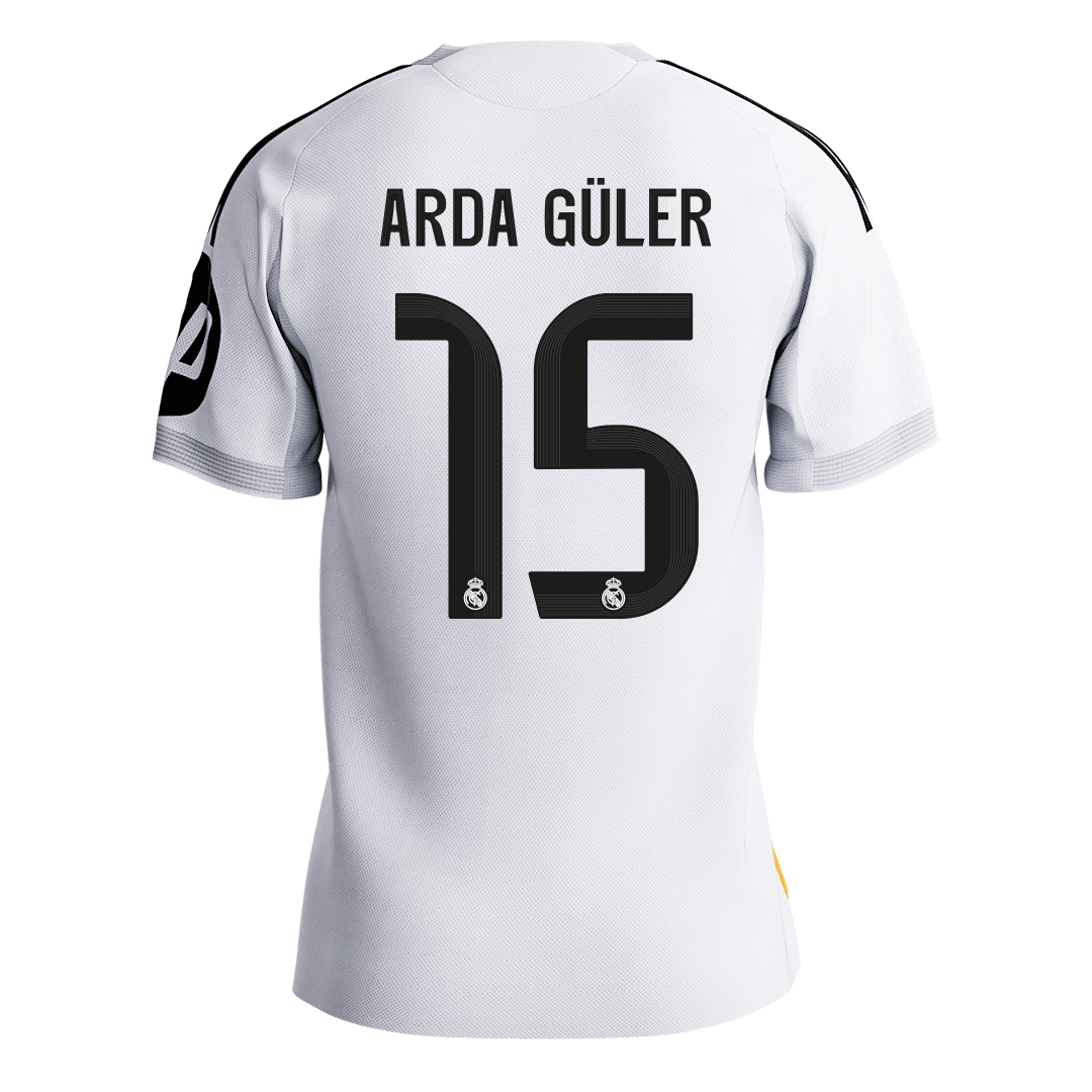 ARDA GÜLER #15 Real Madrid Thuis Spelersversie Voetbalshirt 2025/26 - Slim Fit [PREMIUM] - achterkant