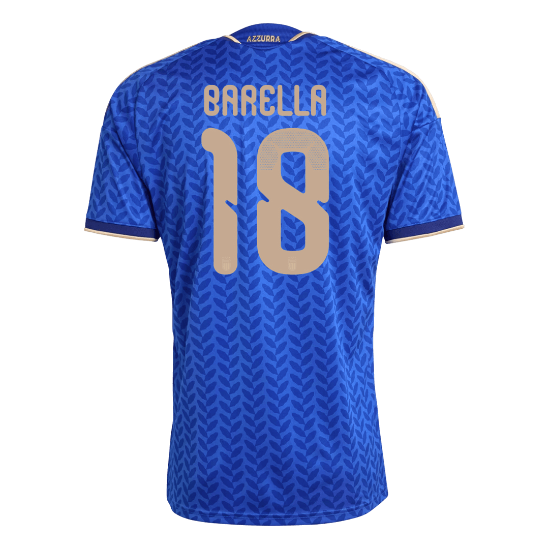 BARELLA #18 Heren Italië Thuis Voetbalshirt WK Voetbal 2026 - achterkant