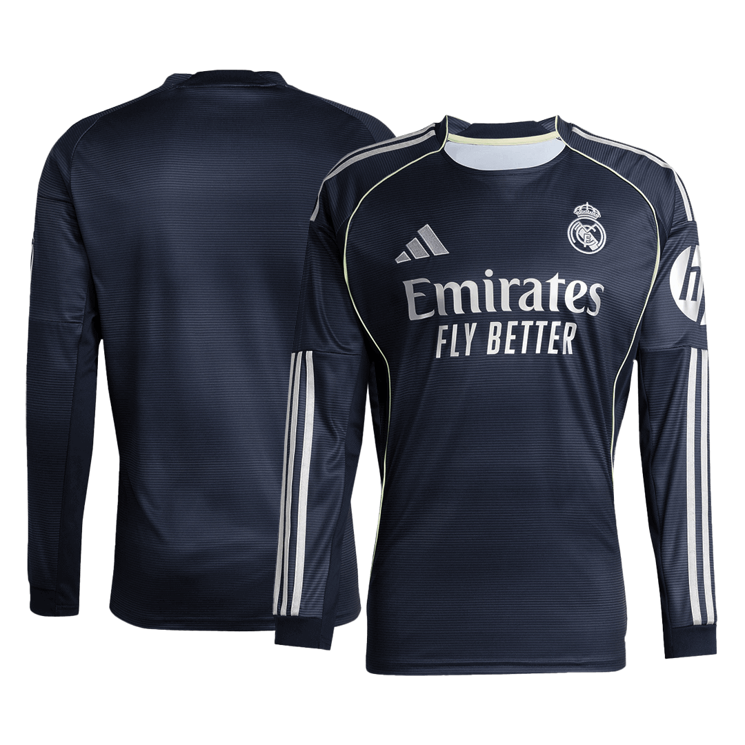 Heren Real Madrid Uit Lange Mouwen Voetbalshirt 2025/26 - close-up