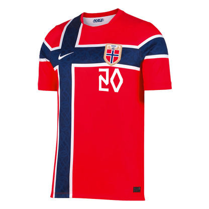 NUSA #20 Heren Noorwegen Thuis Voetbalshirt WK Voetbal 2026 - achterkant