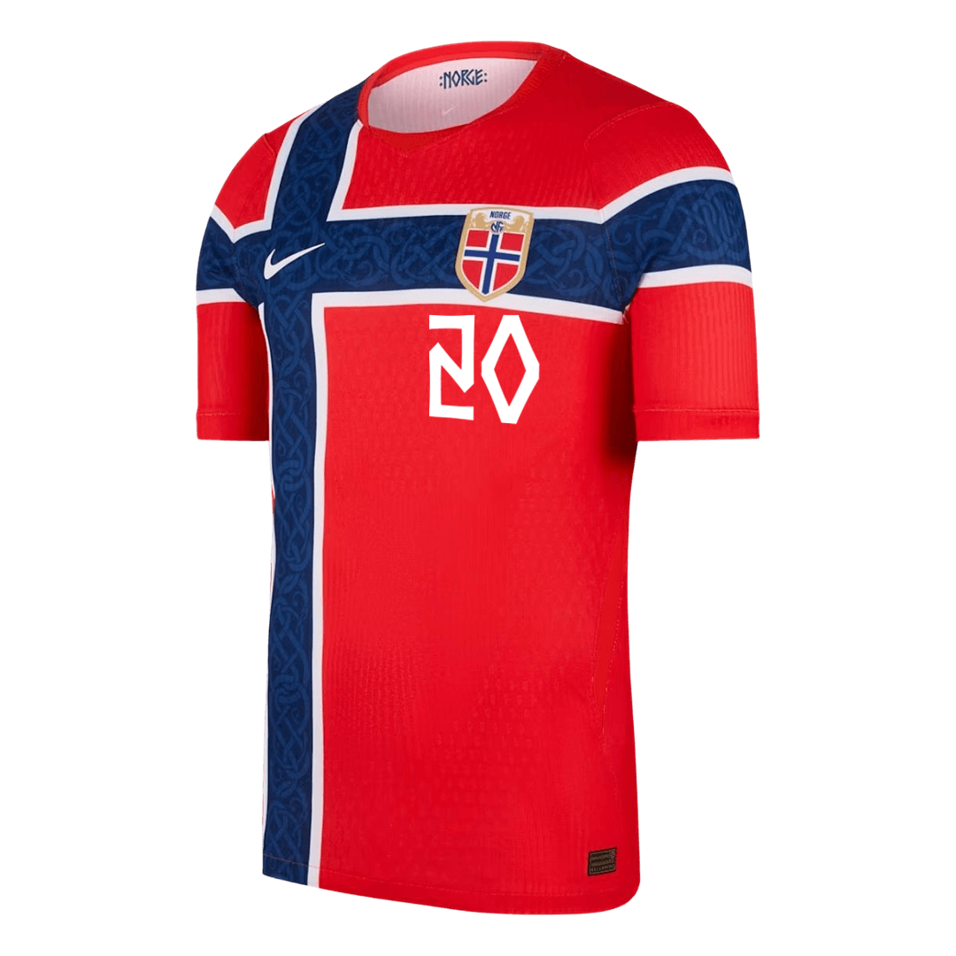 NUSA #20 Noorwegen Thuis Spelersversie Voetbalshirt WK Voetbal 2026 - Slim Fit - achterkant