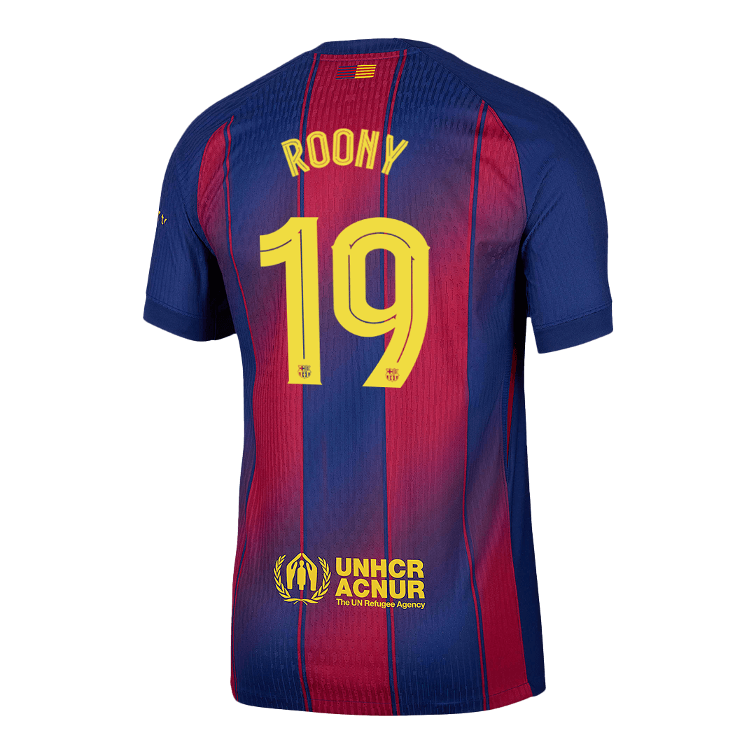 ROONY #19 Barcelona Thuis Spelersversie Voetbalshirt 2025/26 - UCL - Slim Fit - detail