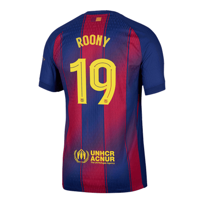 ROONY #19 Barcelona Thuis Spelersversie Voetbalshirt 2025/26 - UCL - Slim Fit - detail