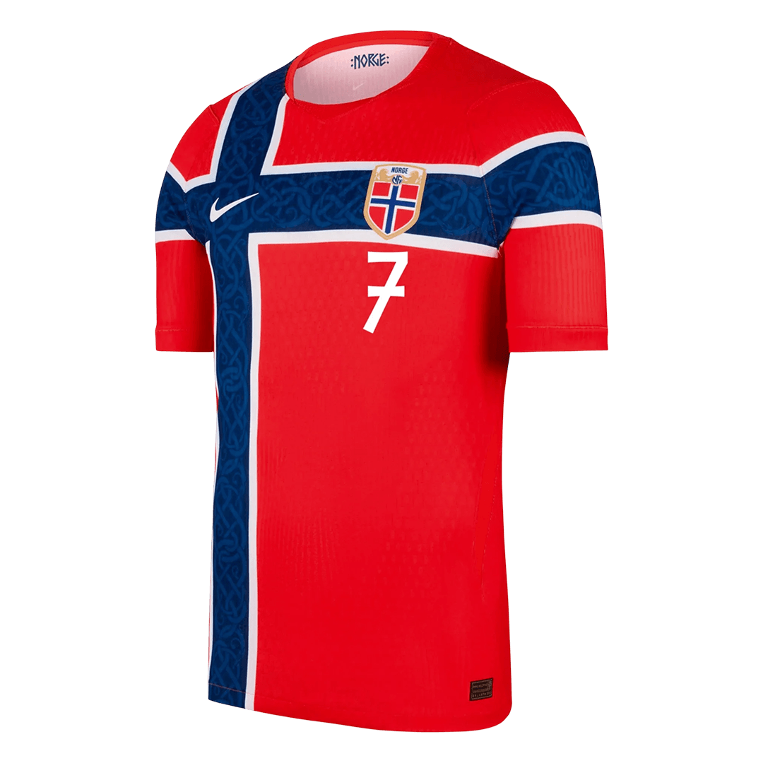 SØRLOTH #7 Noorwegen Thuis Spelersversie Voetbalshirt WK Voetbal 2026 - Slim Fit - achterkant