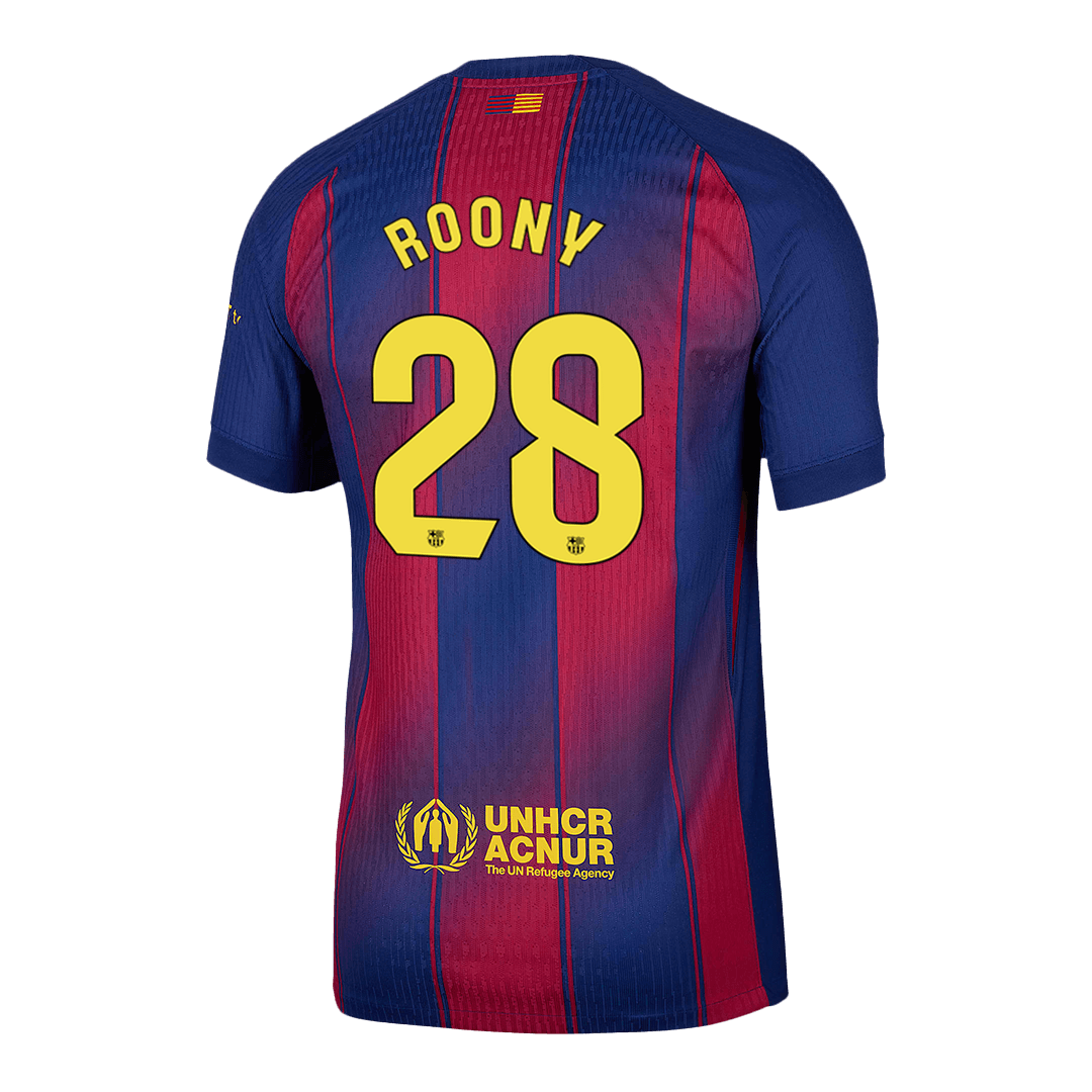 ROONY #28 Barcelona Thuis Spelersversie Voetbalshirt 2025/26 - Slim Fit - detail