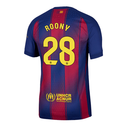 ROONY #28 Barcelona Thuis Spelersversie Voetbalshirt 2025/26 - Slim Fit - detail