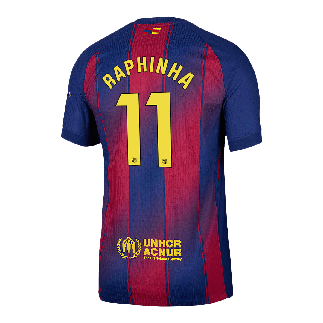 RAPHINHA #11 Barcelona Thuis Spelersversie Voetbalshirt 2025/26 - Slim Fit - extra