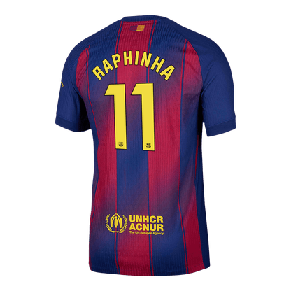 RAPHINHA #11 Barcelona Thuis Spelersversie Voetbalshirt 2025/26 - Slim Fit - extra