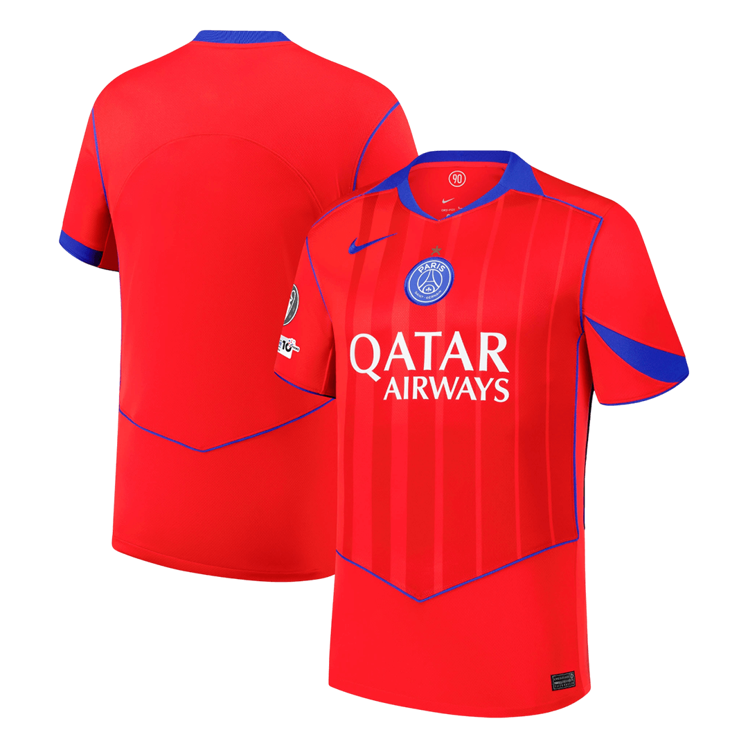 Heren PSG Derde Voetbalshirt 2025/26 Rode Eiffelster - detail